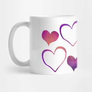 Watercolour pink and purple hearts (Valentines day) Mug